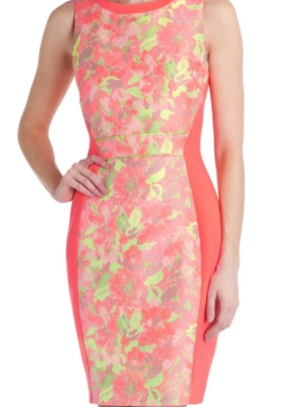 Ted Baker Abenony Floral Jacquard Sheath Dress Coral Pink Bodycon Size 1